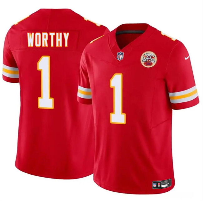 Men??s Kansas City Chiefs #1 Xavier Worthy Red 2024 Draft F.U.S.E. Vapor Untouchable Limited Football Stitched Jersey